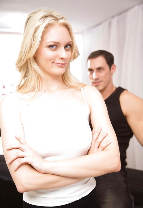 Attractive american blond Alli Rae in sexy posing scene 