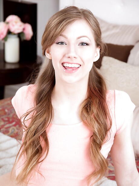 Slender teen Ivy sucking deep on big dick 