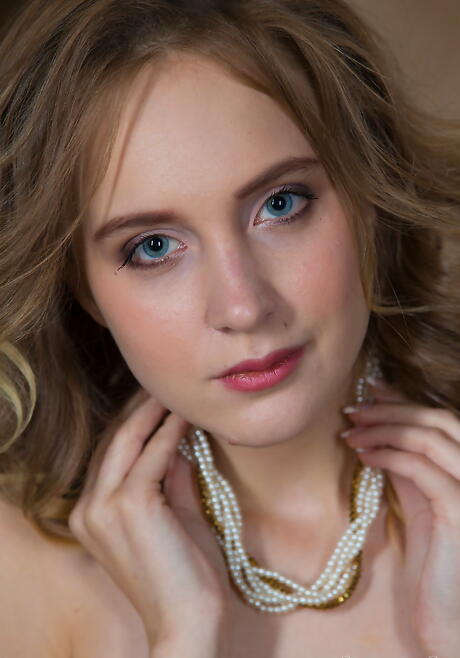 Excellent teen Angela showing tiny tits and spreading her legs 